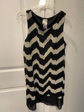 Rachel Kate Black and Cream Zigzag Midi Dress